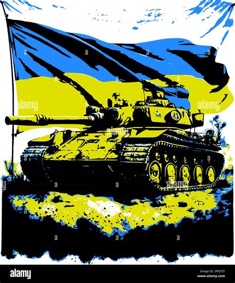 Tank on the background of the Ukrainian flag Stock Vector Image & Art ...