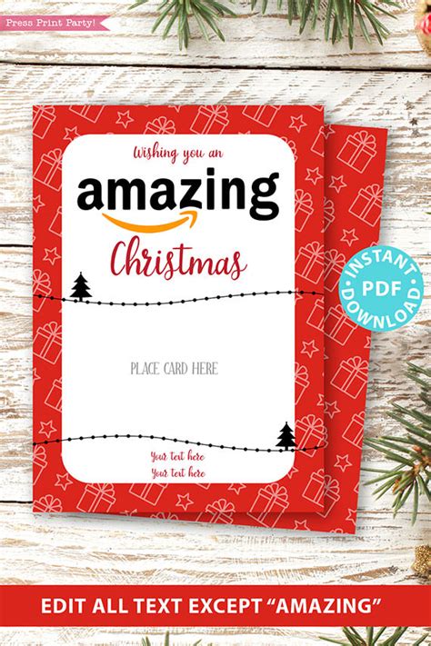 Amazon Christmas Gift Card Holder Printable, Red Gifts - Press Print Party!