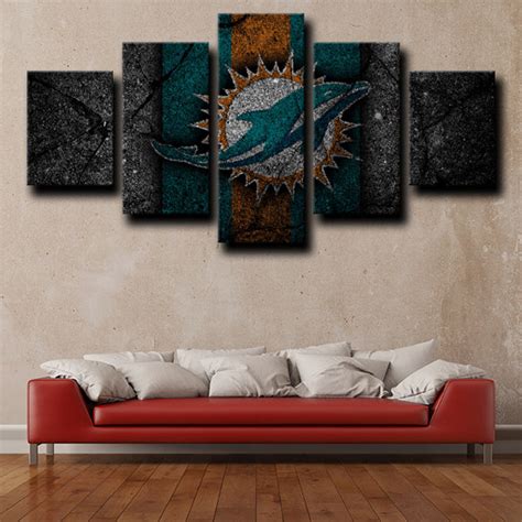 Miami Dolphins Logo Dark Canvas Wall Art - Pencil Canvas