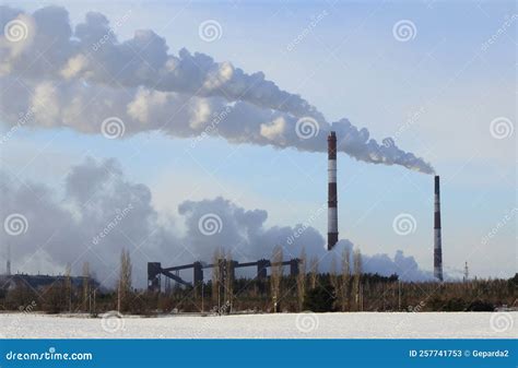 Pipes of Plant Pollute Environment with Harmful Gases, Exhausts ...