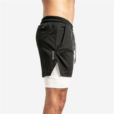 Men S Gym Shorts With Compression Liner Black Hybrid Short By Avalon