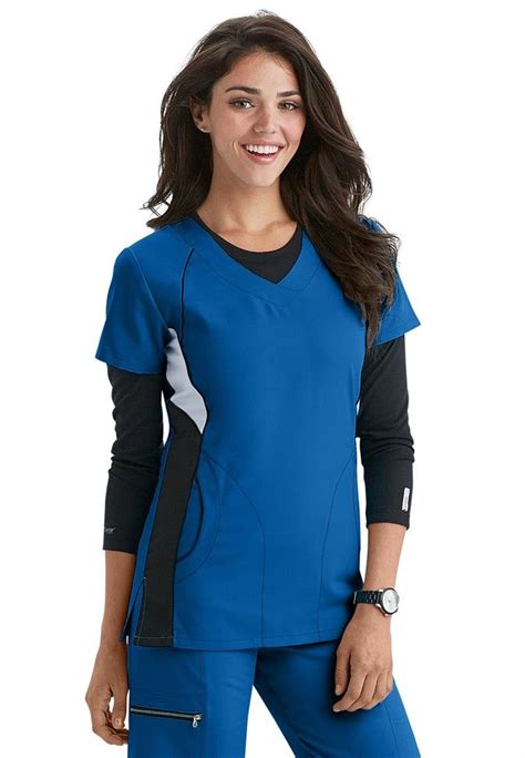 Greys Anatomy Active V Neck Color Block Scrub Top Medical Scrubs Outfit Greys Anatomy Scrubs