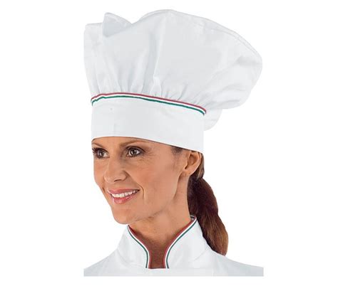 Gorro De Cocinero Y Chef Blanco Franja Tricolor Italia Gorros Isacco