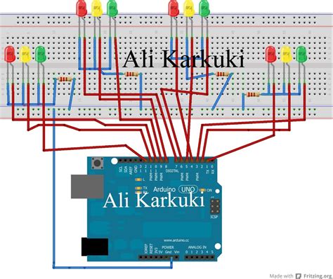 Traffic Light 4 Way Using Arduino Uno 5 Steps Instructables