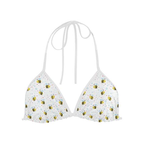 Cute Bee Pattern Custom Bikini Swimsuit Top ID D2780745