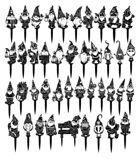 Gnomes Garden Stakes Dxf Files And Svg Cut Ready For Cnc Etsy