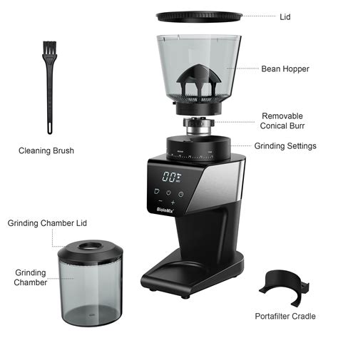 Biolomix Conical Burr Coffee Grinder With Digital Timer Display