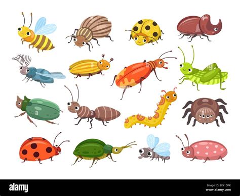 Cartoon Beetle Funny Smiling Bugs Children Beetles Happy Insects