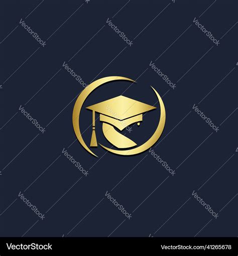 Graduation hat gold logo Royalty Free Vector Image