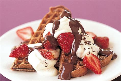 Waffles With Ice Cream And Strawberries