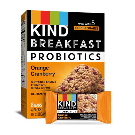 Kind Breakfast Probiotic Bars Orange Cranberry Gluten Free Oz