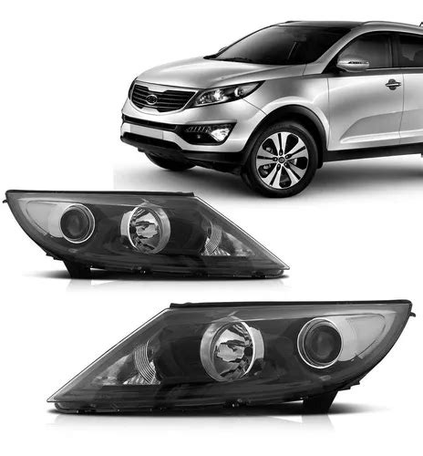 Farol Kia Sportage 11 12 13 14 2015 Foco Duplo Mascara Negra