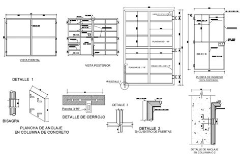 Steel Structure Of Metal Door Plan And Elevation With Detail In Auto Cad Cadbull