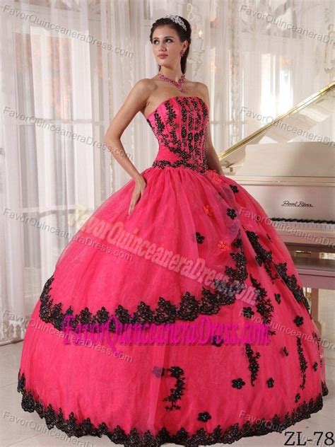 Hot Pink Ball Gown Strapless Sweet Sixteen Quinceanera Dresses With Appliques Pretty