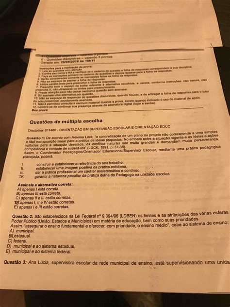 Prova Orientação Supervisão Escolar e Orientação Educacional