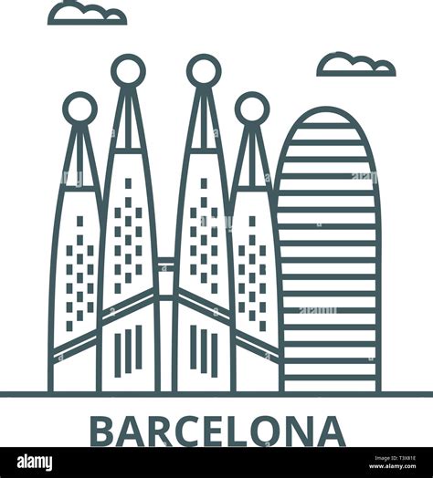 Barcelona line icon, vector. Barcelona outline sign, concept symbol ...