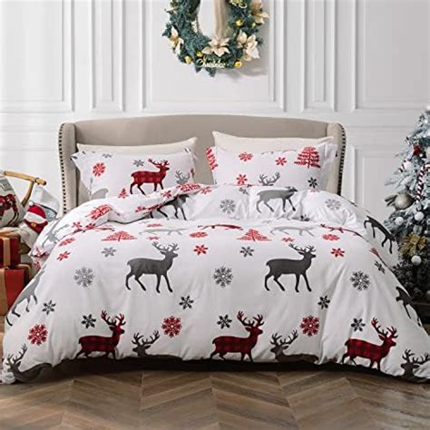 MILDLY Christmas Duvet Covers Queen Size 100 Brushed Microfiber