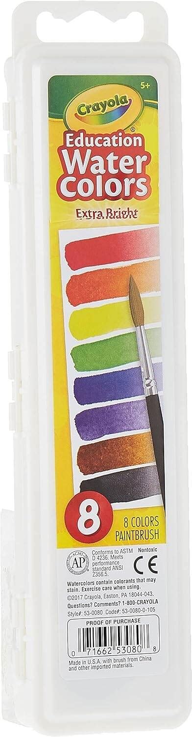 Crayola 8 Semi Moist Oval Watercolor Pans 1 Taklon Brush Buy Best