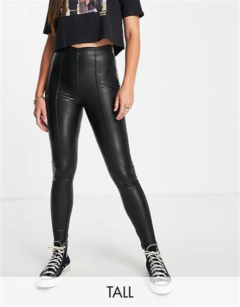 New Look Tall Faux Leather Leggings In Black Asos