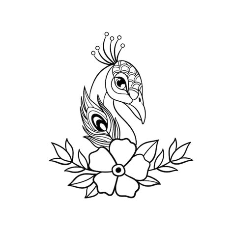 Premium Vector Hand Drawn Illustration Of A Peacock Outline