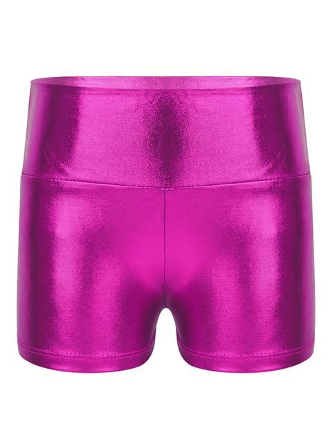 Iefiel Girls High Waist Metallic Dance Shorts Gymnastics Workout