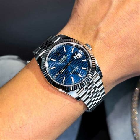 Rolex Datejust 41 Oystersteel White Gold Blue Fluted Motif