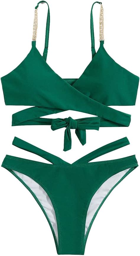 TWIOIOVE Bandeau Bikini Damen High Waist High Waist Gepolstert Push Up