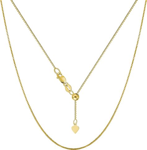 Jewelry Affairs 14k Yellow Real Gold Adjustable Box Chain