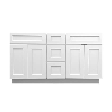 White Shaker Wood 60 Vanity Cabinet Construction Rta Houston Two Sinks