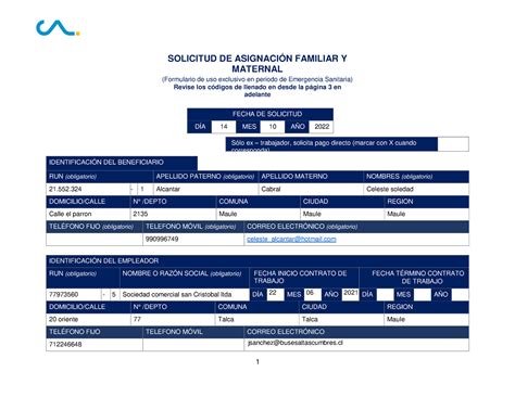 Solicitud Acred Asig Solicitud De Asignaci N Familiar Y Maternal