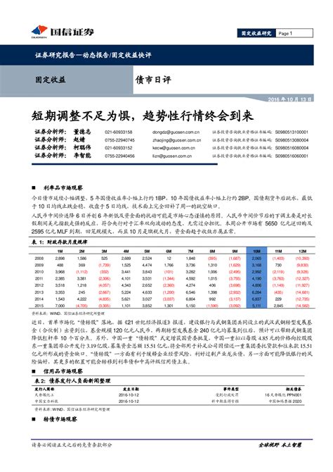 债市日评：短期调整不足为惧，趋势性行情终会到来