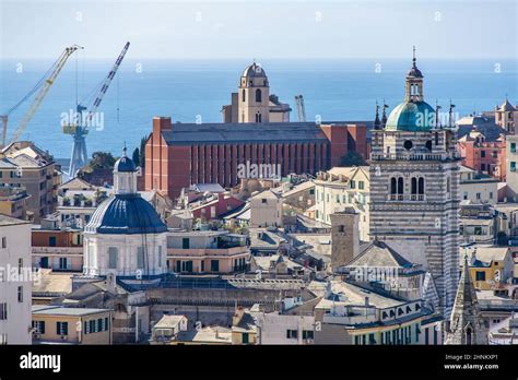 Cityscape Of Genoa With Its Roofs And Towers From Spianata Castelletto