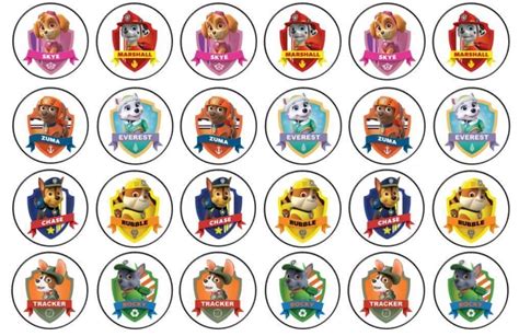 Paw Patrol Edible Wafer Cup Cake Toppers Standing Or Disc Pw1