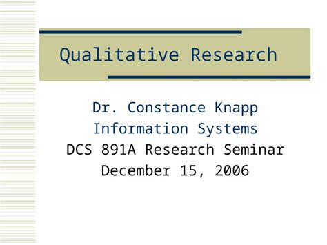 Ppt Qualitative Research Dr Constance Knapp Information Systems Dcs