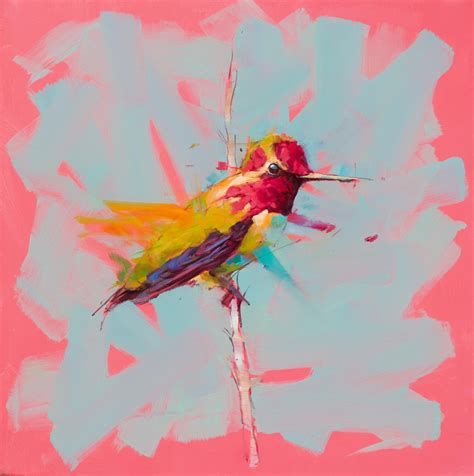 Jamel Akib - Humming Bird No.3- Pink - Oil painting by English Artist ...