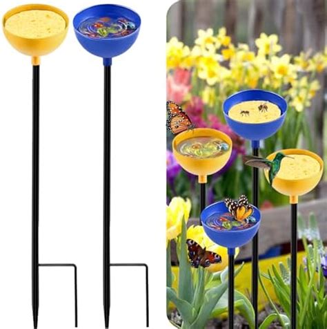 Lineshading 4 Pcs Bee Watering Station Butterfly Bee Water