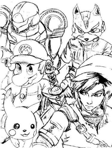 Super Smash Bros Coloring Page Turkau