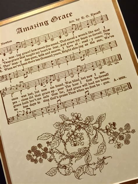 Amazing Grace Hymn Art Custom Christian Home Decor Etsy Hymn Print