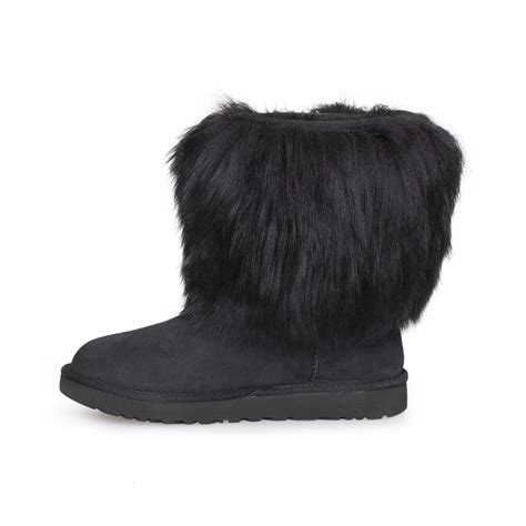 Ugg Classic Short Sheepskin Cuff Black Boots Mycozyboots