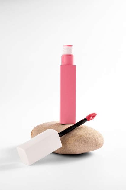 Premium Photo Pink Liquid Lipstick And Applicator Brush With Open