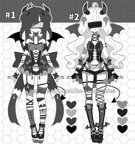 Monochromatic Demon Adoptables Open By As Adoptables On Deviantart