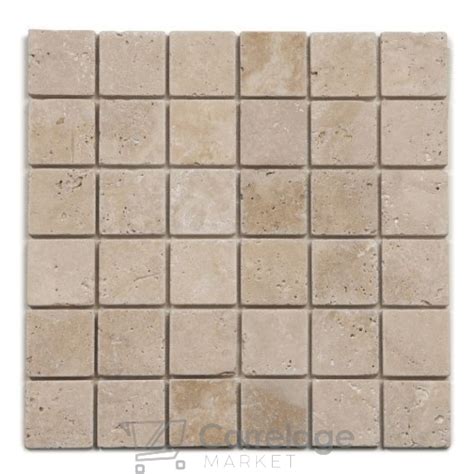 Mosaïque travertin beige mix 1er choix 4 9x4 9 Carrelage Market