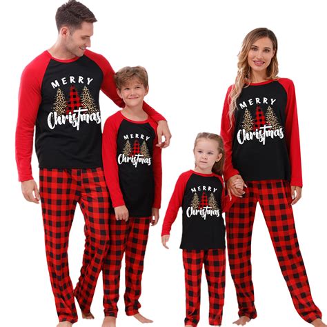 Acebaby Famliy Matching Christmas Pajamas Set Tree Print Holiday Pjs