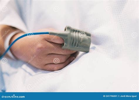 Crop Patient With Pulse Oximeter In Hospital Stock Image Image Of