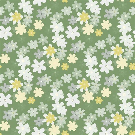 Spring seamless floral pattern with daisy flowers silhouettes. Pastel ...