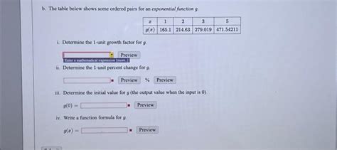 Solved B The Table Below Shows Some Ordered Pairs For An Chegg