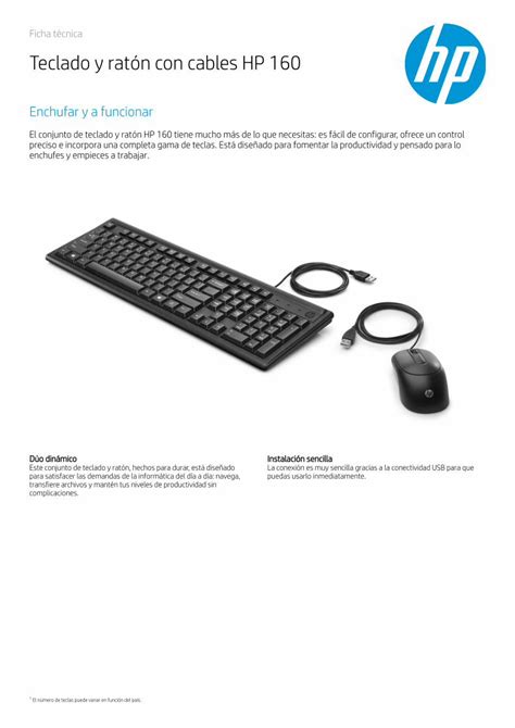 Pdf Teclado Y Rat N Con Cables Hp F Ic H A T C N Ic A Teclado Y