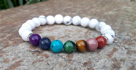 Calming Chakra Bracelet White Howlite Chakras Bracelet Etsy Uk