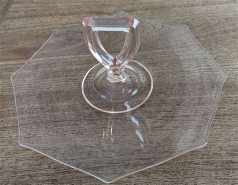 Vintage Pink Depression Glass Handled Serving Plate Tidbit Sandwich Tray Octagon Ebay