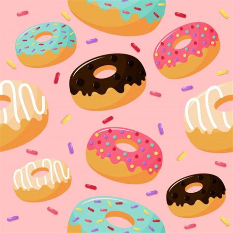 Premium Vector Cute Sweet Donuts Seamless Pattern Summer Desserts On